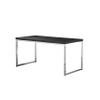 Benjara Rami 59 Inch Office Desk, Rectangular Wood Top, Square Steel Legs, Black and Chrome view 1