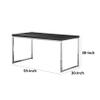 Benjara Rami 59 Inch Office Desk, Rectangular Wood Top, Square Steel Legs, Black and Chrome view 2