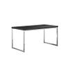 Benjara Rami 59 Inch Office Desk, Rectangular Wood Top, Square Steel Legs, Black and Chrome view 3