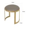 Benjara Niyo 19" Ottoman Stool- Round S& Faux Leather- Stainless Steel- Gold view 3
