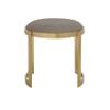 Benjara Niyo 19" Ottoman Stool- Round S& Faux Leather- Stainless Steel- Gold view 4