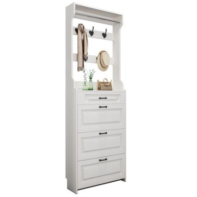 ANram Shoe Cabinet with 3 Flip Drawers, Freestanding Storage Coat Racks for Entryway Hidden Narrow Shoe Organizers Perfect for Heels, Boots, Slippers