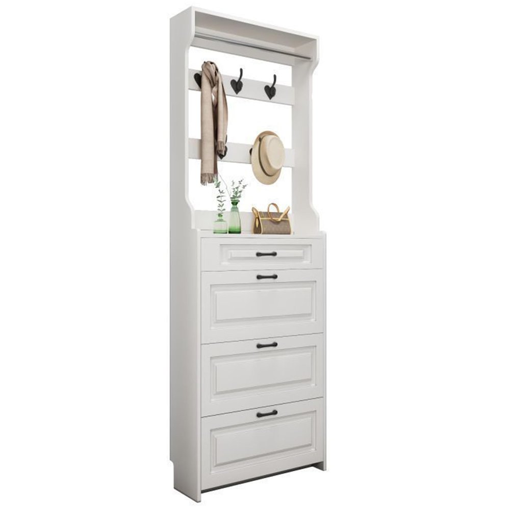 ANram Shoe Cabinet with 3 Flip Drawers, Freestanding Storage Coat Racks for Entryway Hidden Narrow Shoe Organizers Perfect for Heels, Boots, Slippers
