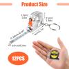 12 Pack 3ft Mini Tape Measure Keychain, Sliver Portable Retractable Small Tape Measure with Slide Lock, Construction Party Favors for Prize Bag Filler DIY Projects School Office Home Project Daily Use view 2