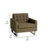 Benjara Loe 35" Accent Chair- Modern Tufted Seat- Brown Fabric- Steel Legs view 3