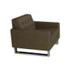 Benjara Loe 35" Accent Chair- Modern Tufted Seat- Brown Fabric- Steel Legs view 4