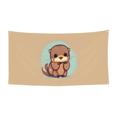 cute otter print Event background banner hanging flag 70" x 35 Inch Indoor Outdoor Party Decoration