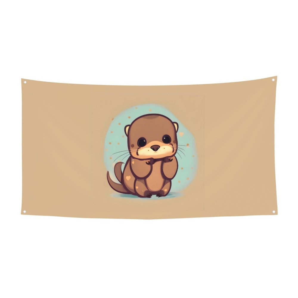cute otter print Event background banner hanging flag 70" x 35 Inch Indoor Outdoor Party Decoration