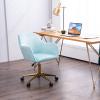 HomeLoft Basics Modern Velvet Fabric Material Adjustable Height 360 revolving Home Office Chair with Gold Metal Legs and Universal Wheels for Indoor,Aqua Light Blue view 1