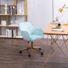HomeLoft Basics Modern Velvet Fabric Material Adjustable Height 360 revolving Home Office Chair with Gold Metal Legs and Universal Wheels for Indoor,Aqua Light Blue view 4