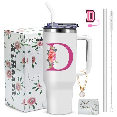 AiHeart Monogrammed Gifts for Women,Wife,Initial Cup,Personalized for Birthday Gifts,Halloween,Thanksgiving Day,Custom Tumbler with Handle 40oz-D