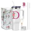AiHeart Monogrammed Gifts for Women,Wife,Initial Cup,Personalized for Birthday Gifts,Halloween,Thanksgiving Day,Custom Tumbler with Handle 40oz-D view 1