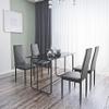 5 Pcs Rectangle Dining Table Set with Metal e, Tempered Glass Dining Table for Kitchen Room, Black view 2