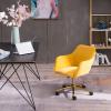 Generic Modern Velvet Fabric Material Adjustable Height 360 Revolving Home Office Chair with Gold Metal Legs and Universal Wheels for Indoor,Yellow view 1