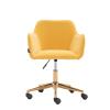 Generic Modern Velvet Fabric Material Adjustable Height 360 Revolving Home Office Chair with Gold Metal Legs and Universal Wheels for Indoor,Yellow view 3