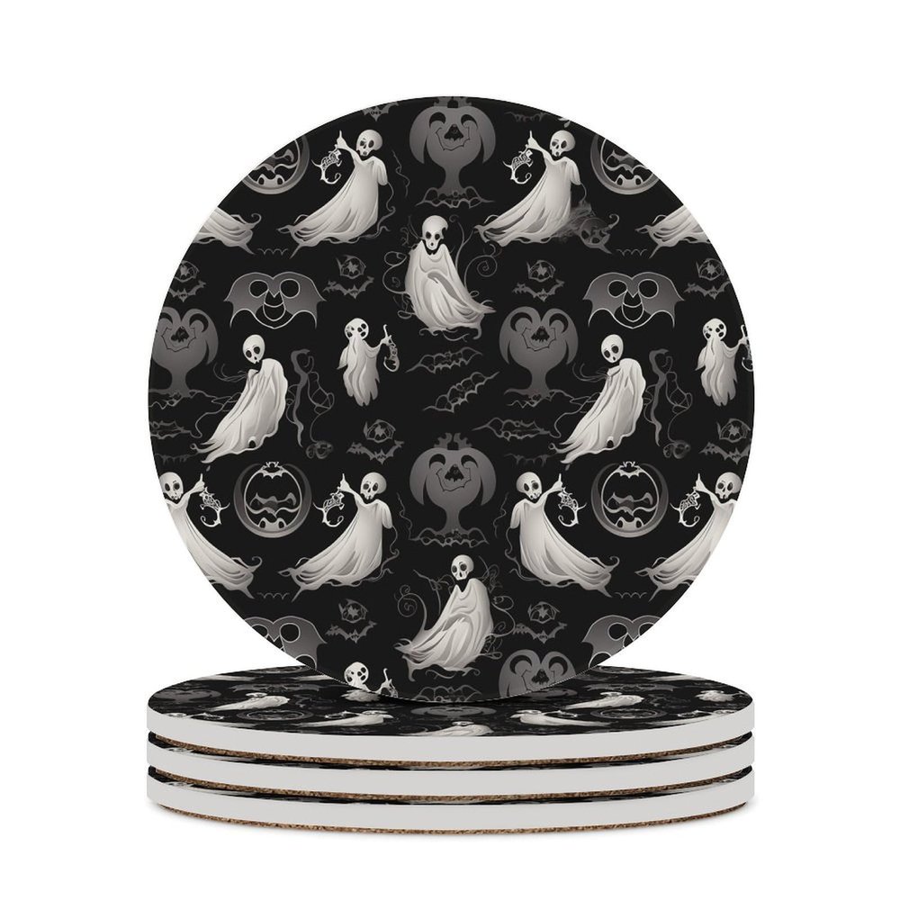 4PCS Drink Coaster Halloween Goth Absorbent Coasters Set Coffee Table Coasters for Drink Coffee Cup Beverage Coasters Wine Beer Bar Coasters