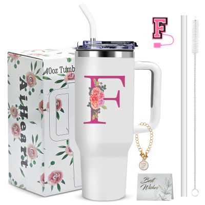 AiHeart Monogrammed Gifts for Women,Wife,Initial Cup,Personalized for Birthday Gifts,Halloween,Thanksgiving Day,Custom Tumbler with Handle 40oz-F