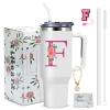 AiHeart Monogrammed Gifts for Women,Wife,Initial Cup,Personalized for Birthday Gifts,Halloween,Thanksgiving Day,Custom Tumbler with Handle 40oz-F view 1