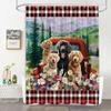 JEJOMEAG Dog Shower Curtain Cute Farmhouse Animals Retro Red Truck Rustic Daisy Floral Spring Country Fabric Bathroom Curtain with Hooks, 67x70 Inch view 3