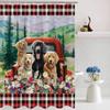 JEJOMEAG Dog Shower Curtain Cute Farmhouse Animals Retro Red Truck Rustic Daisy Floral Spring Country Fabric Bathroom Curtain with Hooks, 67x70 Inch view 4