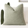 Foindtower Decorative Textured Boucle Throw Pillow Covers Accent Solid Pillow Cases Neutral Soft Cozy Couch Cushion Case for Chair Sofa Bedroom Living Room Home Decor 18x18 Inch,1PC,Dirty Sage Green view 1