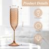 24 Pack Plastic Champagne Flutes Rose gold Champagne Glasses Unbreakable Wedding Toasting Glasses Diamond Wine Glasses Crystal Clear Party Wine Cups Vintage Drinking Glasses 5.5 OZ for Bridal Shower view 2