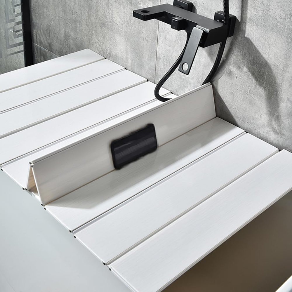 Adjustable Foldable Dust-Proof Bathtub Cover White,Waterproof Shutter Bathtub Tray & Laptop Desk 2 in 1 Fits Most Tubs,Modern Bath Tub Racks for Home (0.75Mx1.5M(29.5"x59"), 0.24in Thick)