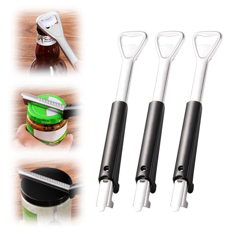 Adjustable Jar Opener for Weak Hands, 2024 New Adjustable Multifunctional Stainless Steel Can Opener, PortableJar Lid Gripper, Manual Jar Bottle Cap Opener for Home Kitchen Gadgets(3pcs)