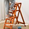 Folding Solid Wood Step Ladder, 2/3/4 Step Portable Wooden Step Stool, Multi-Functional Lightweight Step Ladder Shelf for Kitchen Household Library Ffice,4 Layer,White view 2