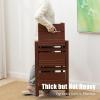 Folding Solid Wood Step Ladder, 2/3/4 Step Portable Wooden Step Stool, Multi-Functional Lightweight Step Ladder Shelf for Kitchen Household Library Ffice,4 Layer,White view 3