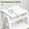 Folding Solid Wood Step Ladder, 2/3/4 Step Portable Wooden Step Stool, Multi-Functional Lightweight Step Ladder Shelf for Kitchen Household Library Ffice,4 Layer,White view 4