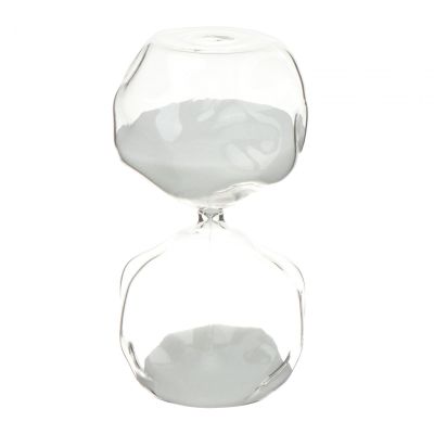 Qianly Glass Hourglass Sand Clock Sand Timer Sandglass for Gift Bedroom Bathroom Desktop Home, White