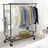CAPHAUS Heavy Duty Clothes Rack with Double Rods, 660LBS Capacity Rolling Clothing Rack for Hanging Clothes, Adjustable Metal Wardrobe Rack, Garment Rack with Shelf, Wheels, Extendable Rods, Black view 1