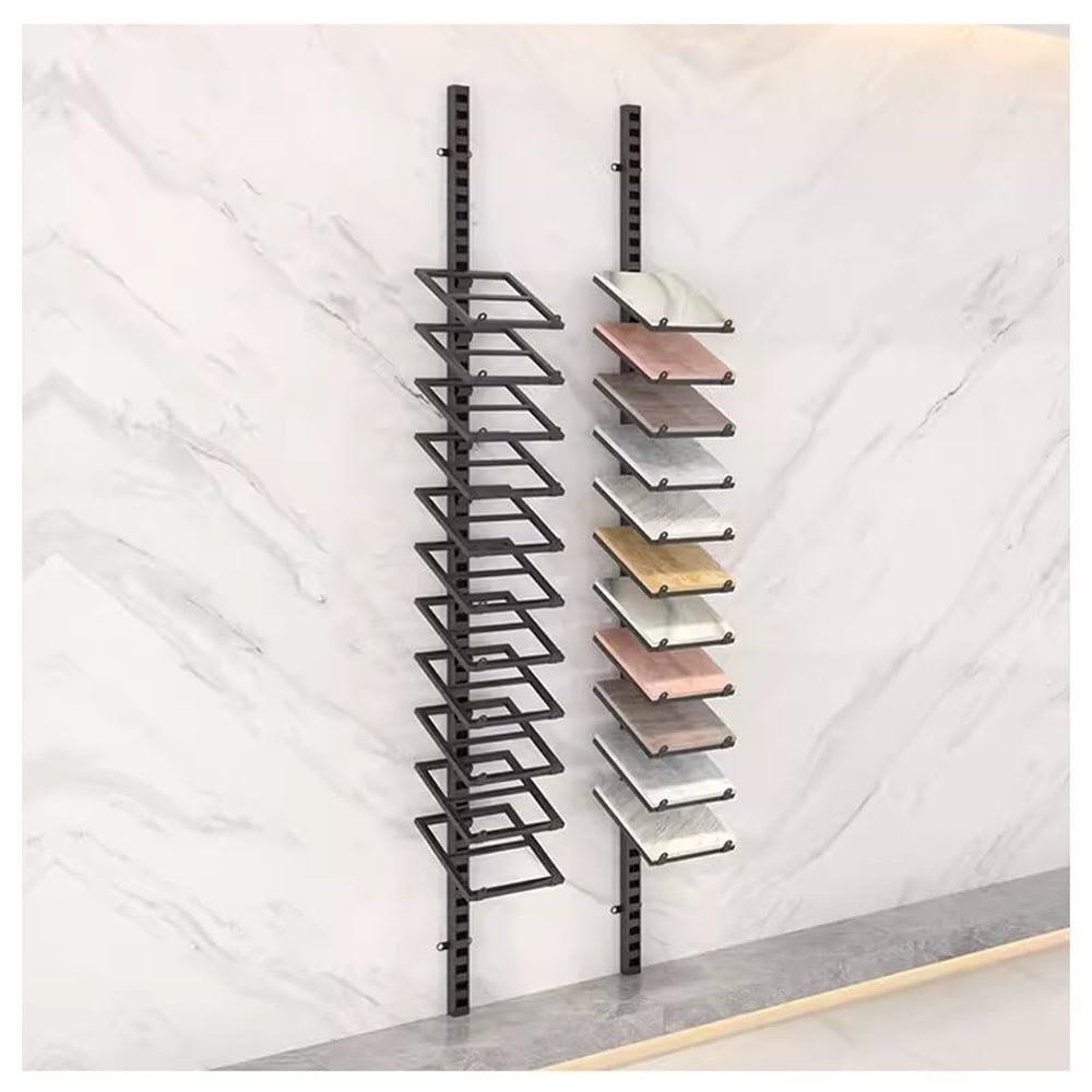 zktoermn 2pcs Wall Display Tile Holder, Floor Tile Display Stand, Metal Sample Organiser Holder, for Ceramic Tiles/Marble Floors/Wooden Doors/Window Sills(Black,2.2m(7.2ft))