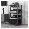 2 3 4-Tier Stereo Cabinet with Drawers, Steel Freestanding Audio/Video Stand with Height-Adjustable Shelves, Corner Entertainment Rack Organizer for Living Room/Bedroom/Office(Style B,3 Tier 100cm/39. view 1