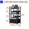 2 3 4-Tier Stereo Cabinet with Drawers, Steel Freestanding Audio/Video Stand with Height-Adjustable Shelves, Corner Entertainment Rack Organizer for Living Room/Bedroom/Office(Style B,3 Tier 100cm/39. view 2