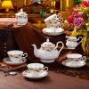 DYKKLKQ Porcelain Tea Set Tea Cup and Saucer Set, Coffee Service for 6, Wedding Teapot Sugar Bowl Cream Pitcher, China Coffee Set,A view 2