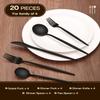 Stapava 20-Piece Matte Black Silverware Set, Stainless Steel Flatware Set for 4, Satin Finish Cutlery Include Forks Spoons and Knives Set for Home Restaurant, Dishwasher Safe Utensils Set view 2