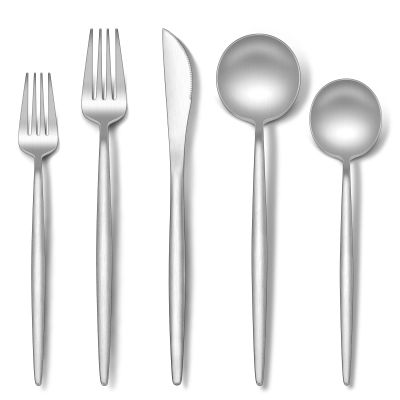 Stapava 40-Piece Matte Silverware Set, Stainless Steel Flatware Set for 8, Satin Finish Cutlery Include Forks Spoons and Knives Set for Home Restaurant Hotel, Dishwasher Safe Utensils