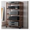 LZMZMQ Home Stereo Racks and Stands on Wheels, Mobile Bamboo Audio Amplifier Media Cabinet 2 3 4 5 Layer Adjustable Height, Living Room/Bedroom/Farmhouse Standing AV Media Shelf(Brown,L 70cm/H 5Tier) view 1