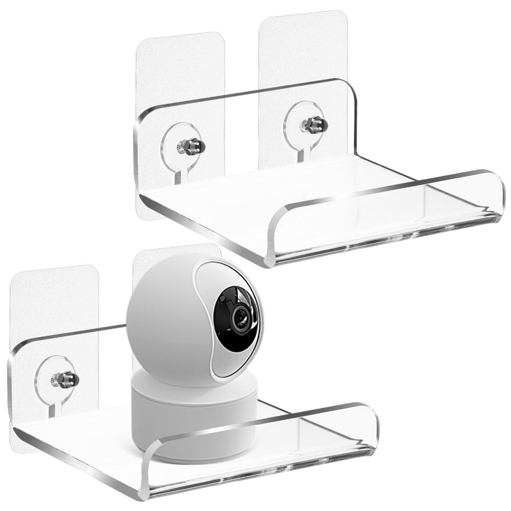 DIYEAH 2pcs U-Shaped Clear Floating Shelf Wall Mounted Storage for Small Items Modern Minimalist Design No Damage Installation for Kitchen Bathroom Living Room Decor