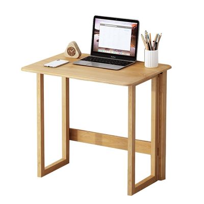 JOMRTS Computer Desk Foldable Solid Wood Computer Desk, Home Office Compact Desk/Notebook Workbench, Can Bear 300kg/661ib (Wood Color 100x55x75cm)