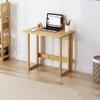 JOMRTS Computer Desk Foldable Solid Wood Computer Desk, Home Office Compact Desk/Notebook Workbench, Can Bear 300kg/661ib (Wood Color 100x55x75cm) view 2