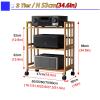 LZMZMQ Home Stereo Racks and Stands on Wheels, Mobile Bamboo Audio Amplifier Media Cabinet 2 3 4 5 Layer Adjustable Height, Living Room/Bedroom/Farmhouse Standing AV Media Shelf(Wood,L 50cm/H 3Tier) view 2