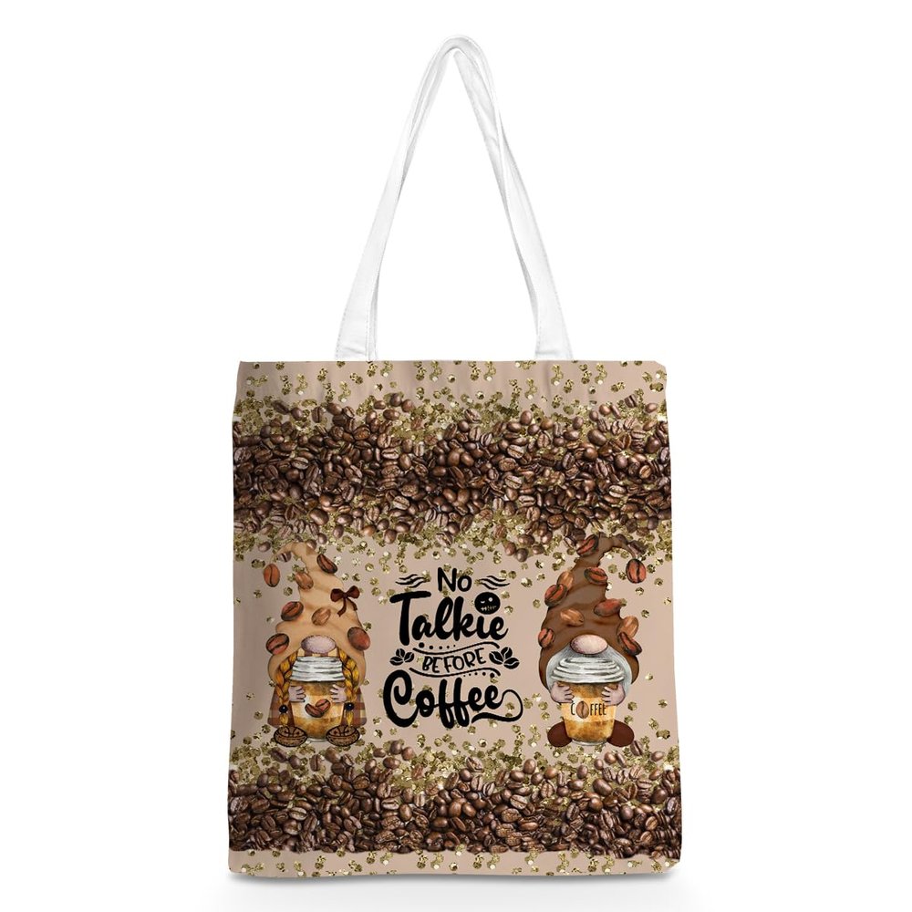 Cute Gnome Beach Tote Bag - Reusable Grocery Bags for Women, Mom, Daughter - Funny Gifts for Camping, Picnic, Christmas, Birthday