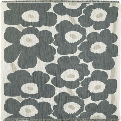 MARIMEKKO Unikko Blanket  Refine Your Home Dcor with Our Iconic White, Charcoal and Sand Decorative Throw Blankets for Sofa (59 x 86 Inch)