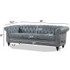 TINGMAMADEHUA Grey Faux Leather 3-Seater Couch, 84in Sofas for Living Room, Bedroom, Office, with Rolled Arm, Deep Seating and Buttoned Classic Chesterfield Sofa view 2