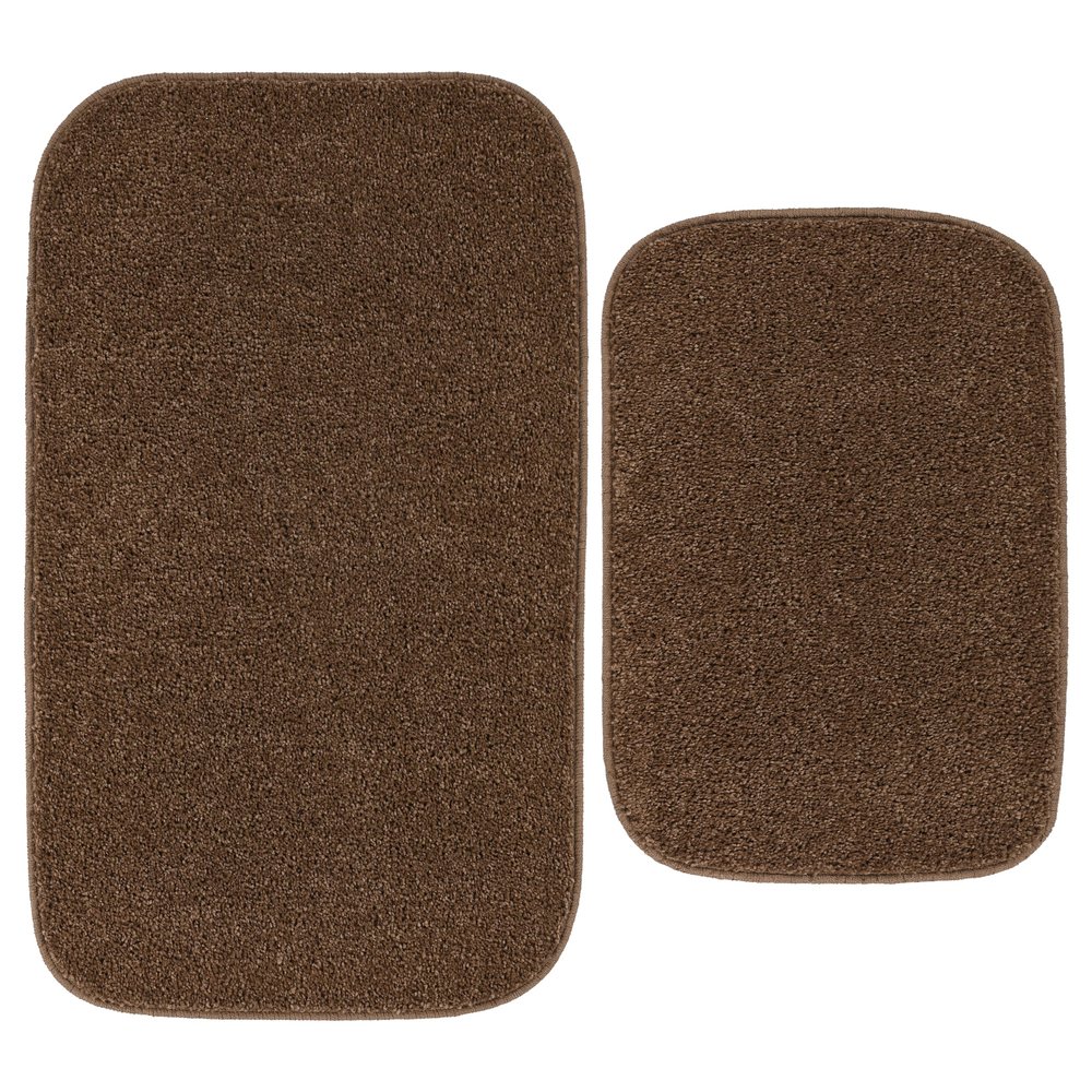 Garland Rug Gramercy Washable Bath Rug  Soft, Plush, Absorbent, Quick-Dry, Durable, 2 Piece Rug Set (17"x24" and 20"x34"), Cinnamon