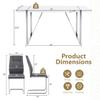 55 Modern Dining Table Set for 4, White Dining Tabletop and Silver Metal Frame, Rectangle Dining Room Table with 4 Dark Grey Upholstered Dining Chairs. Dinner table Set for Kitchen and Dining Room. view 3