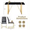 55 Modern Dining Table Set for 4, Black Dining Tabletop and Golden Metal Frame, Rectangle Dining Room Table with 4 Dark Grey Upholstered Dining Chairs. Dinner table Set for Kitchen and Dining Room. view 3